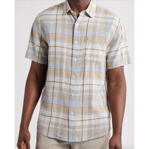 Pendleton Dawson Plaid Linen Blend Button-Up Shirt Men’s XL